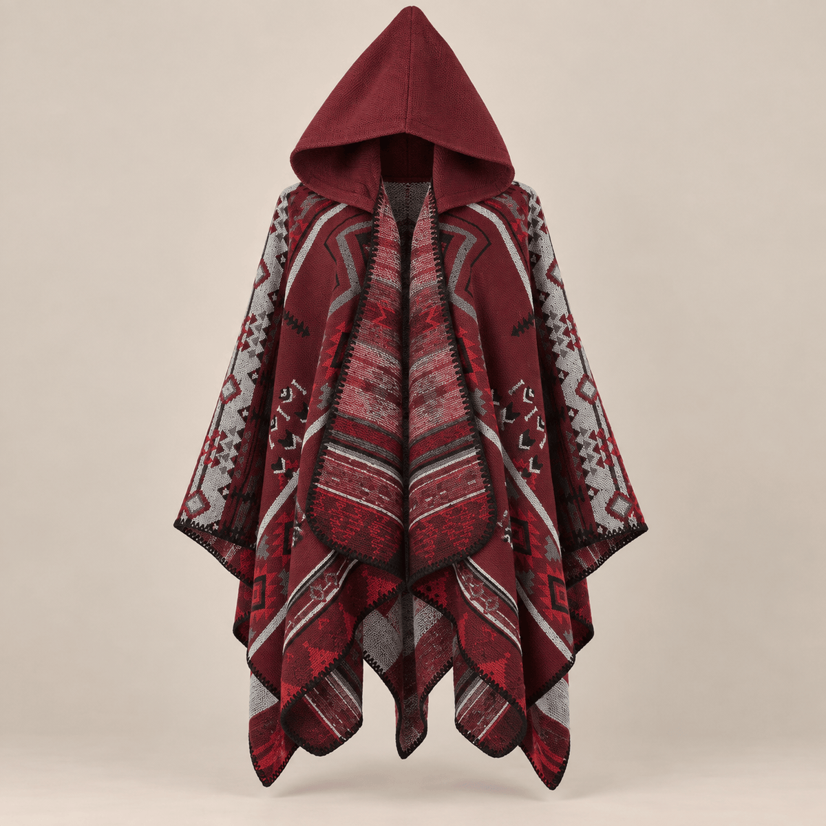 Ton poncho Poncho Cape En Maille Terracotta Homme À Capuche Motif