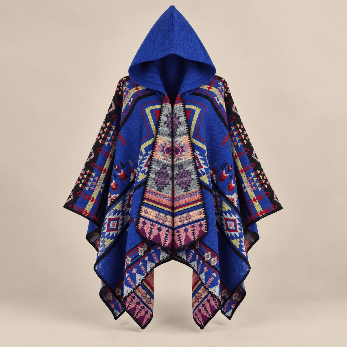 Ton poncho Poncho Cape En Maille Terracotta Homme À Capuche Motif