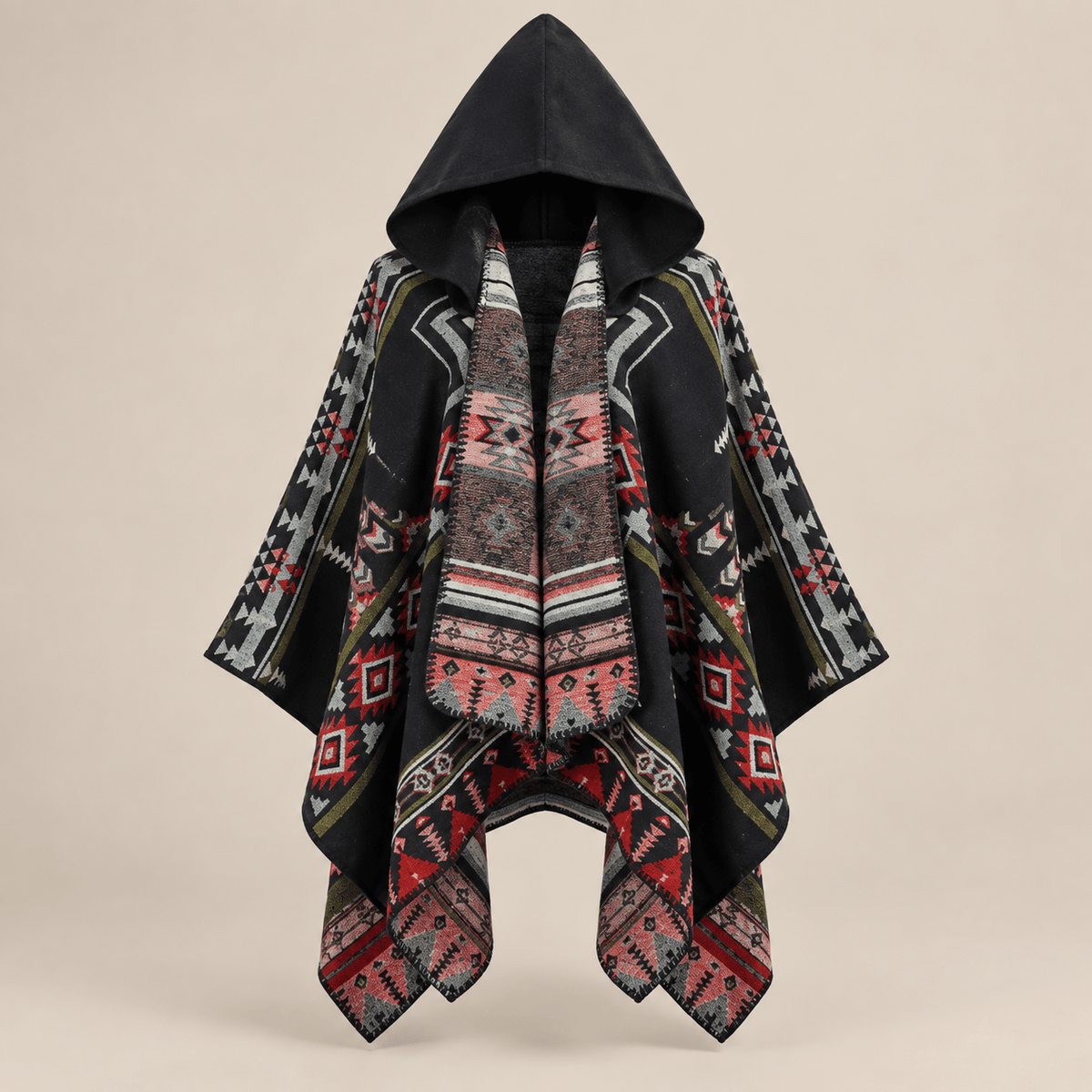 Ton poncho Poncho Cape En Maille Terracotta Homme À Capuche Motif
