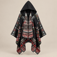 Ton poncho Poncho Cape En Maille Terracotta Homme À Capuche Motif