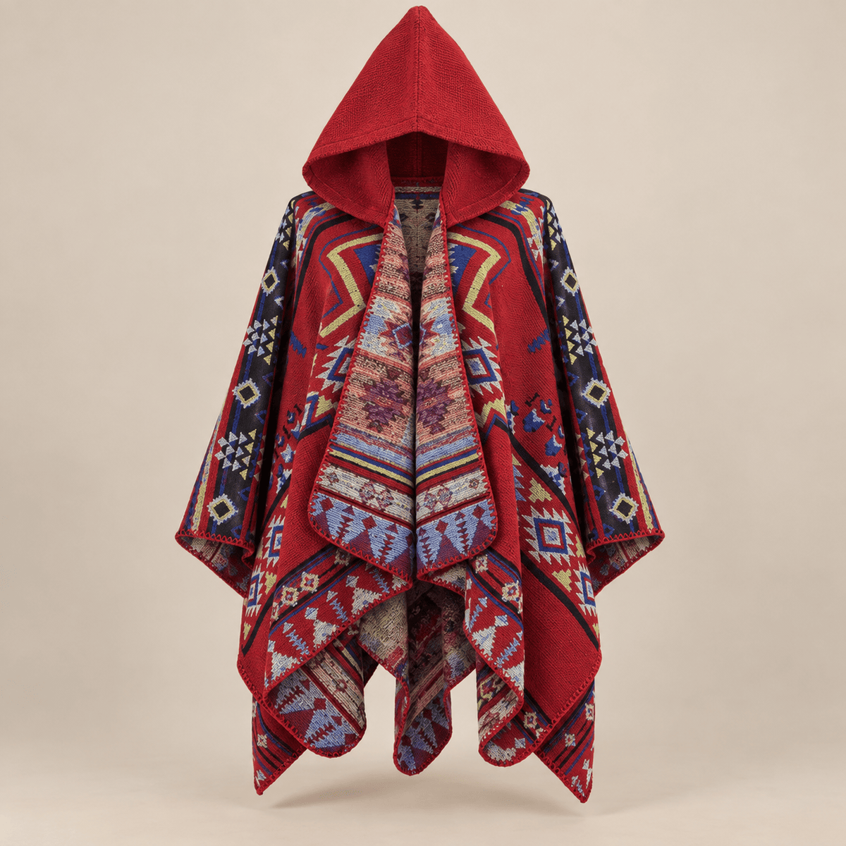 Ton poncho Poncho Cape En Maille Terracotta Homme À Capuche Motif