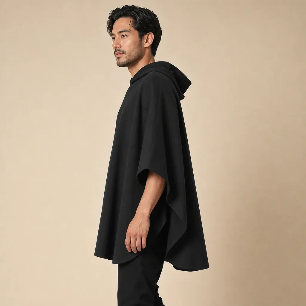 Ton poncho Poncho Cape Manteau Noir À Capuche