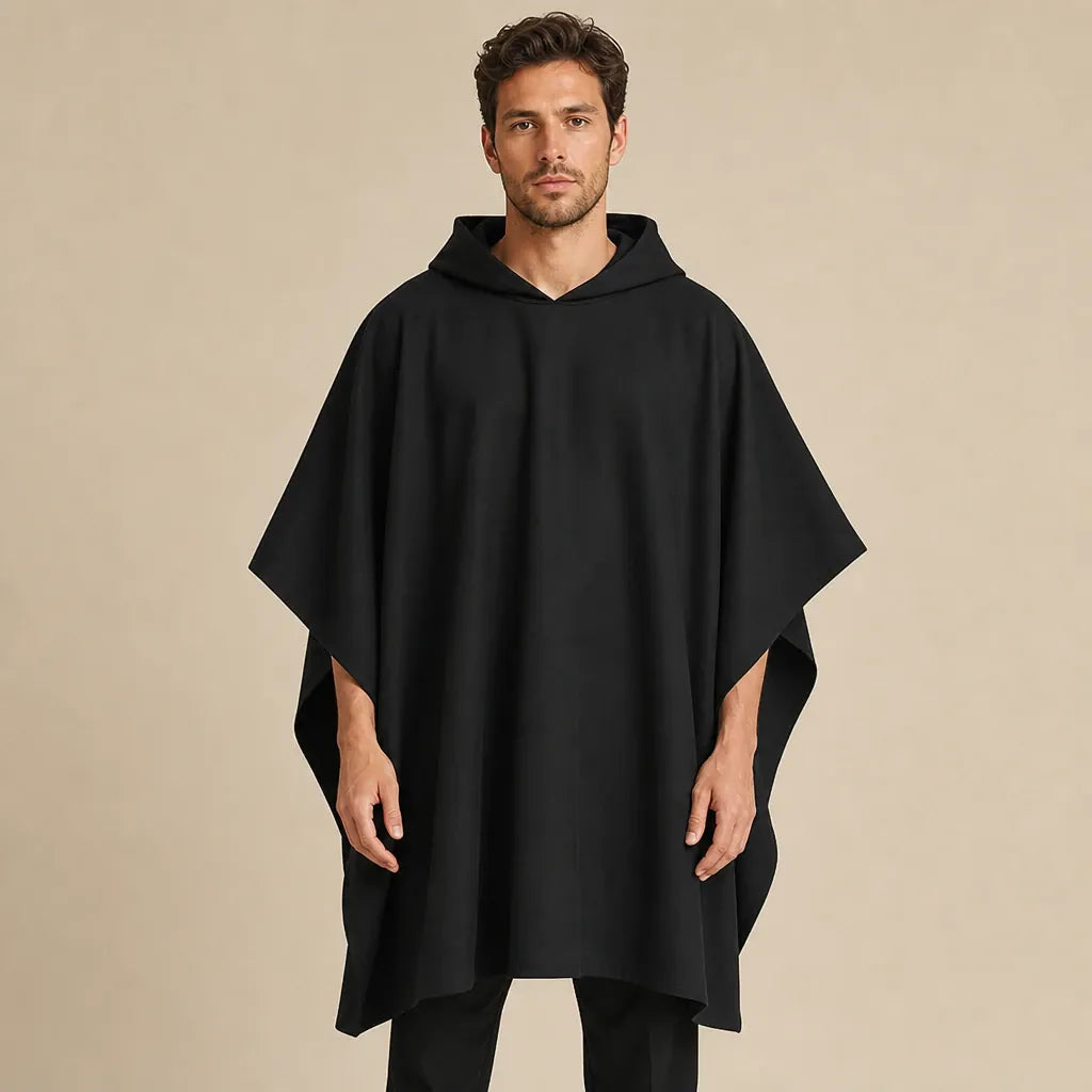 Ton poncho Poncho Cape Manteau Noir À Capuche