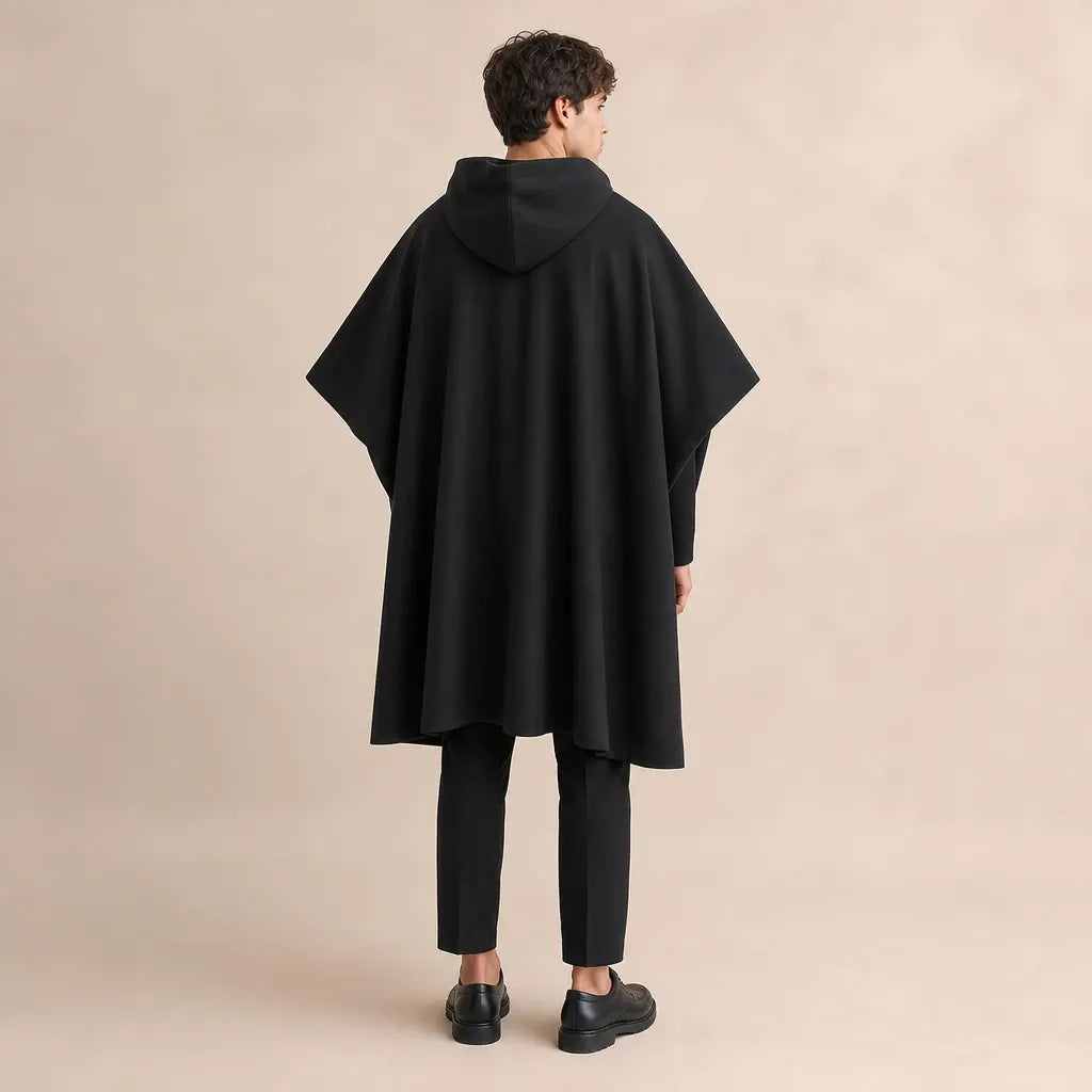 Ton poncho Poncho Cape Manteau Noir À Capuche