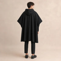 Ton poncho Poncho Cape Manteau Noir À Capuche