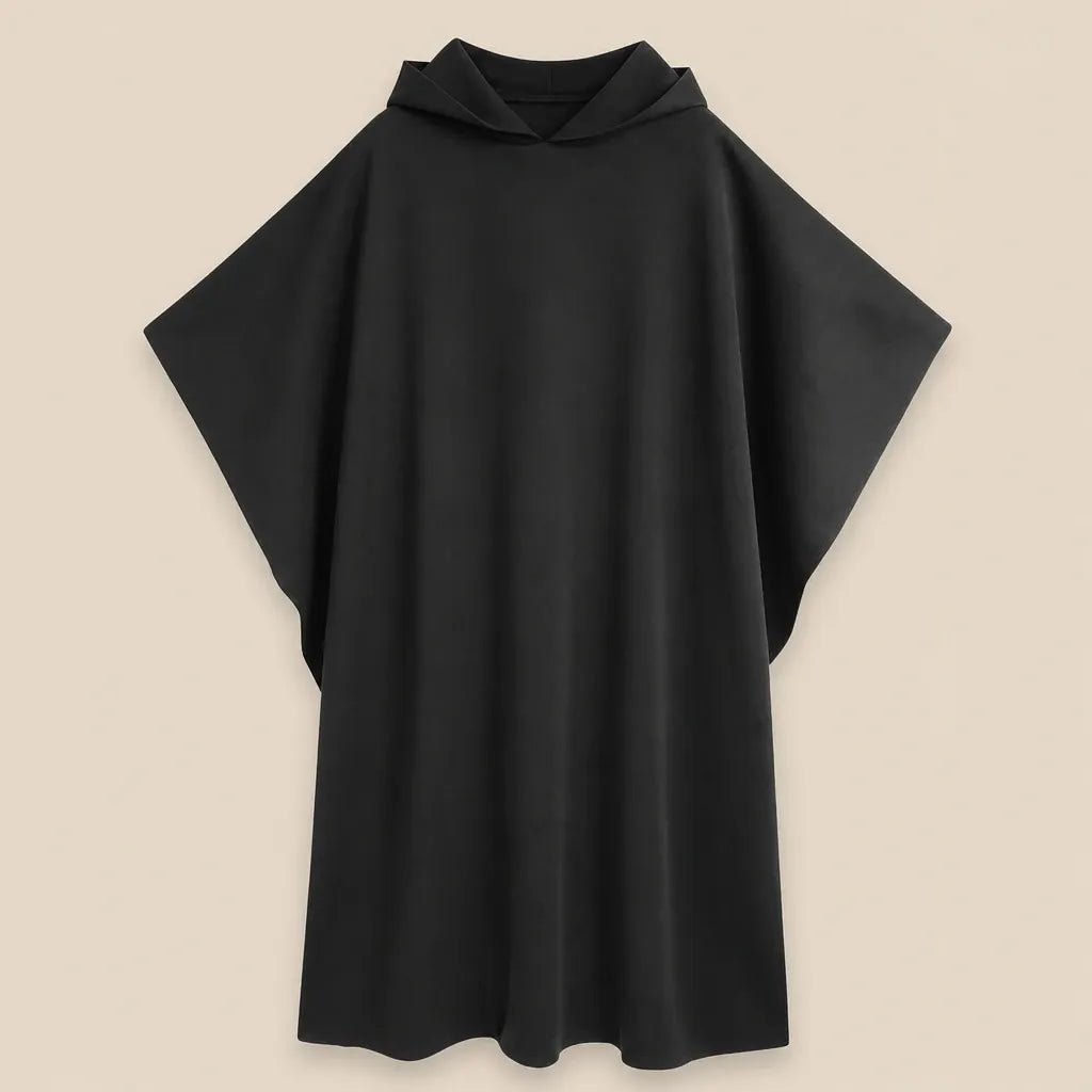 Ton poncho Poncho Cape Manteau Noir À Capuche