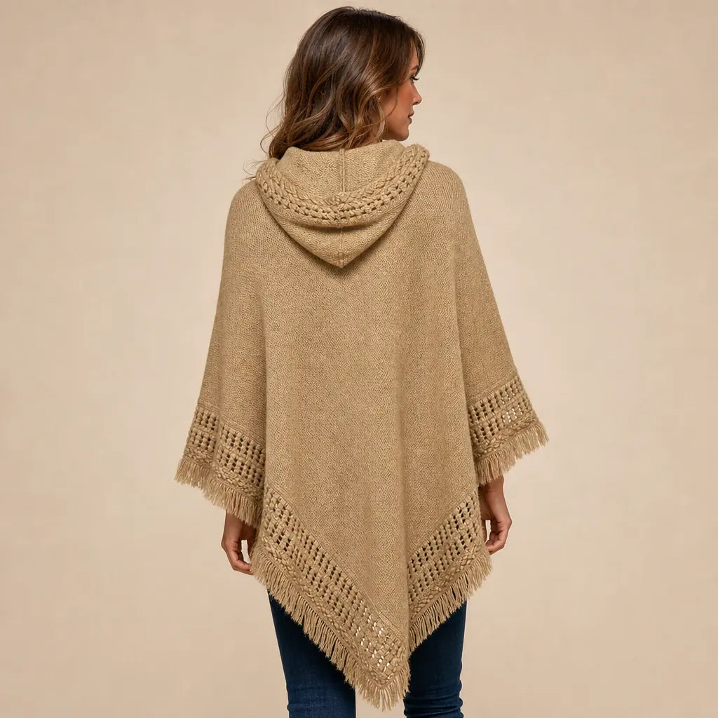 Ton poncho Poncho Crochet À Capuche Avec Franges