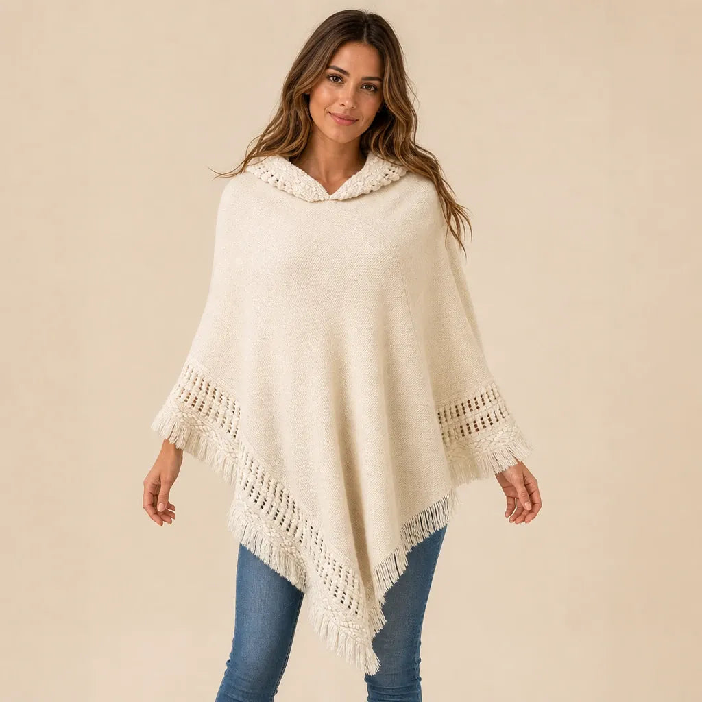 Ton poncho Poncho Crochet À Capuche Avec Franges