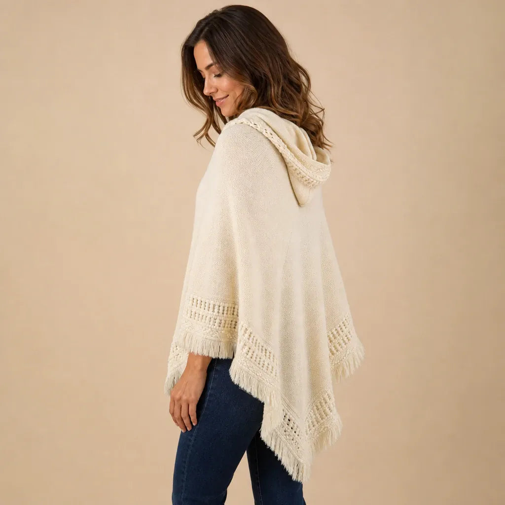 Ton poncho Poncho Crochet À Capuche Avec Franges