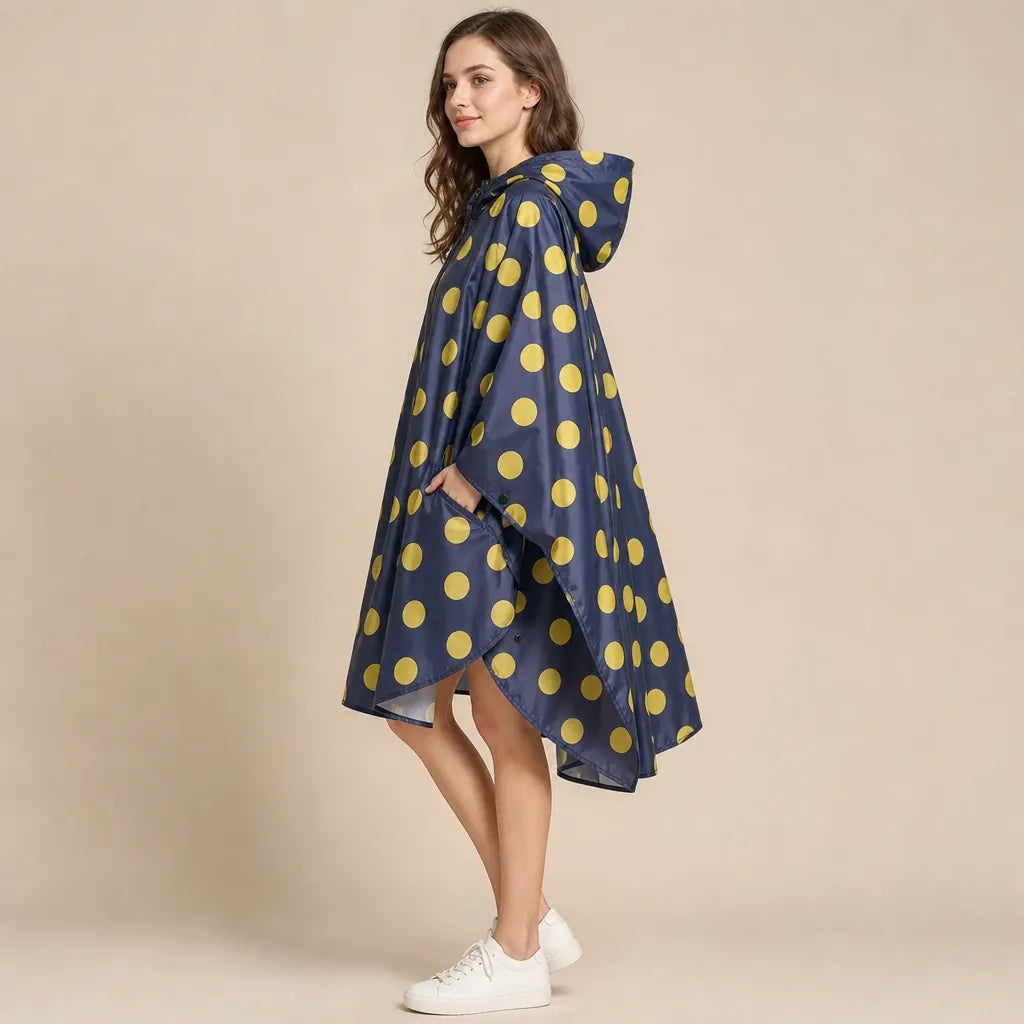 Ton poncho Poncho De Pluie Femme Randonnée À Pois Avec Pochette
