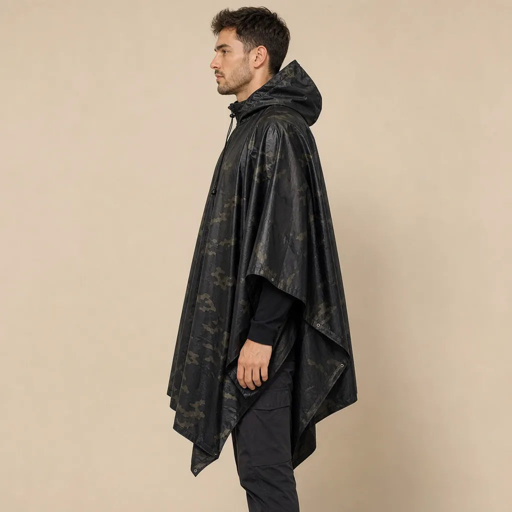 Ton poncho Poncho De Pluie Noir Camouflage Multifonctionnel