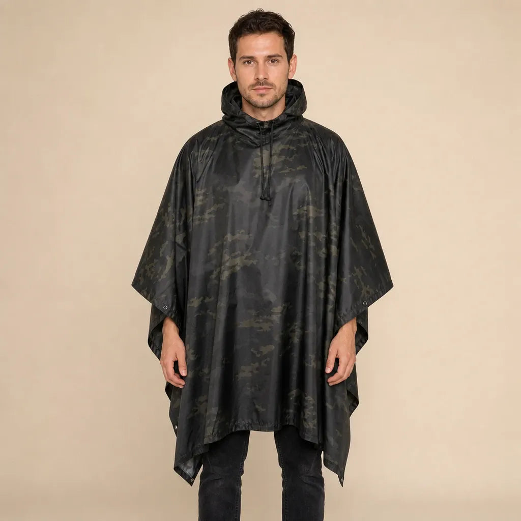 Ton poncho Poncho De Pluie Noir Camouflage Multifonctionnel