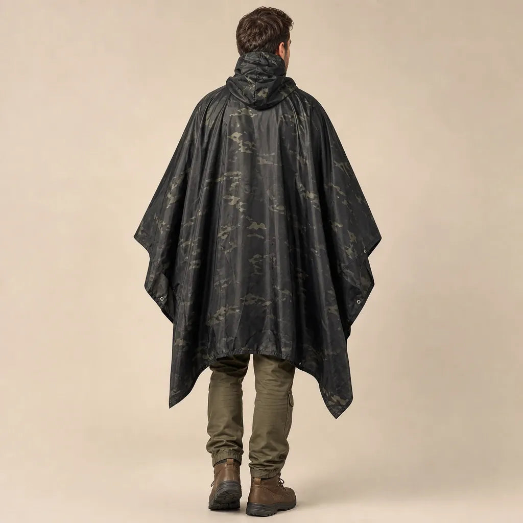 Ton poncho Poncho De Pluie Noir Camouflage Multifonctionnel