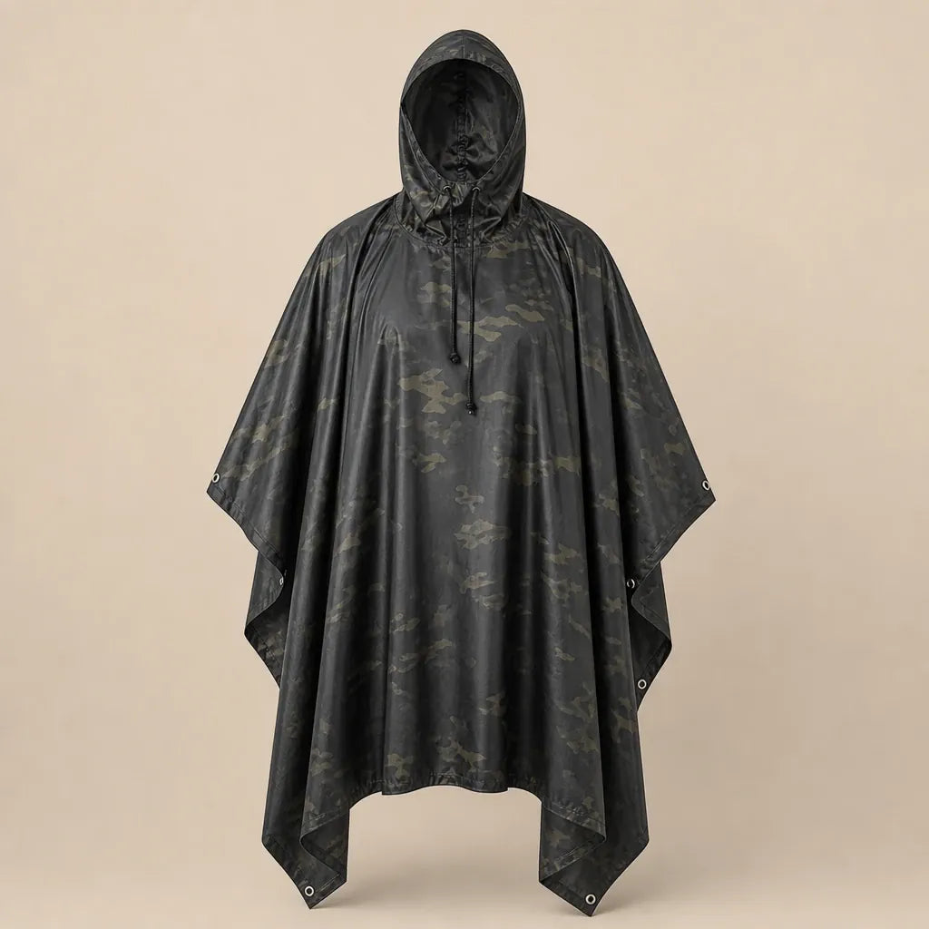 Ton poncho Poncho De Pluie Noir Camouflage Multifonctionnel