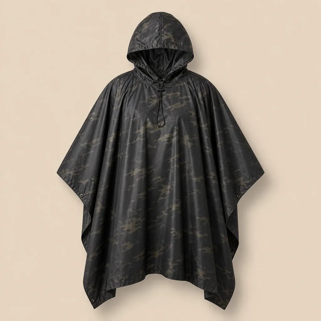 Ton poncho Poncho De Pluie Noir Camouflage Multifonctionnel