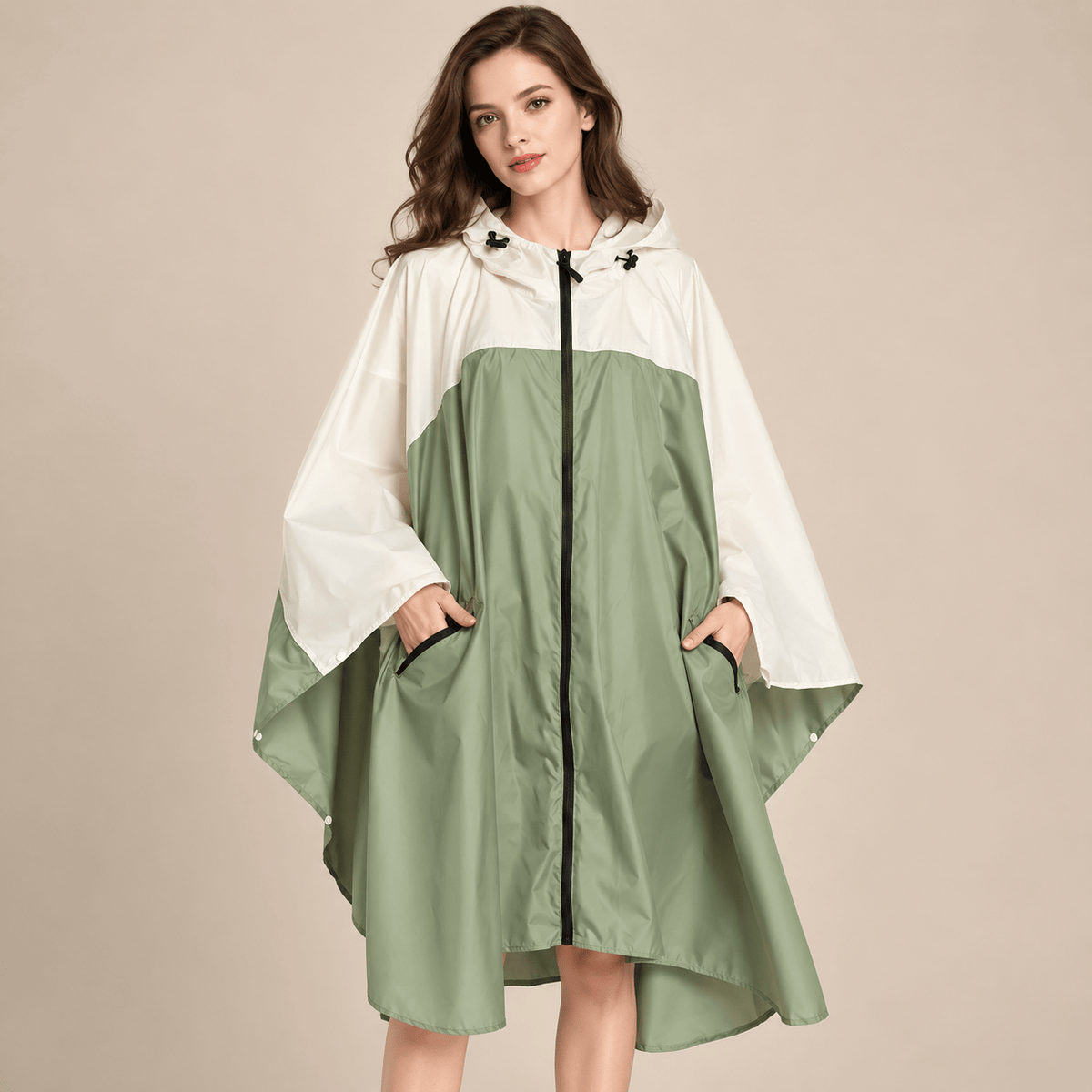 Ton poncho Poncho De Pluie Velo Femme Color-Block Léger