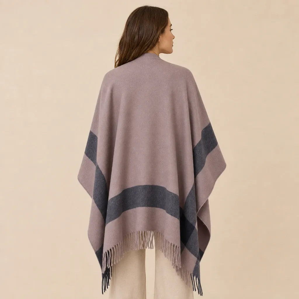 Ton poncho Poncho Double Face En Polyester À Franges