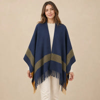 Ton poncho Poncho Double Face En Polyester À Franges