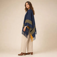 Ton poncho Poncho Double Face En Polyester À Franges