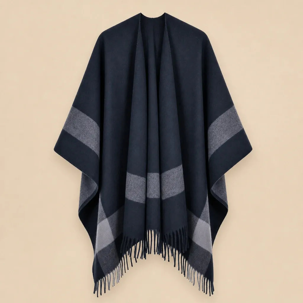 Ton poncho Poncho Double Face En Polyester À Franges