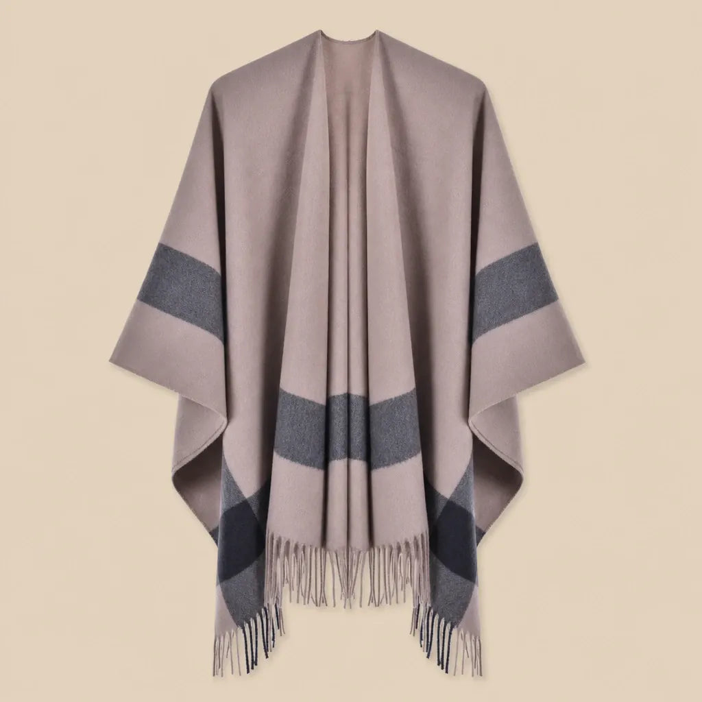 Ton poncho Poncho Double Face En Polyester À Franges
