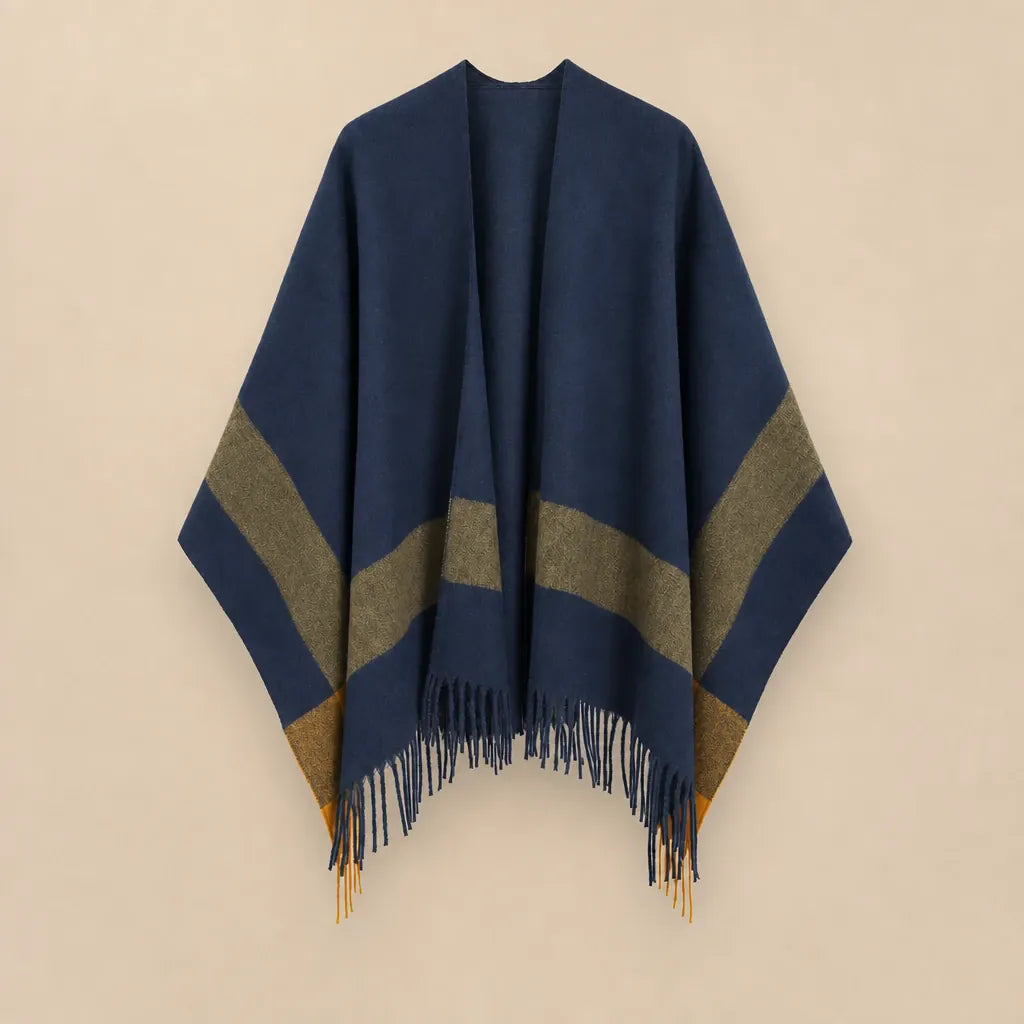 Ton poncho Poncho Double Face En Polyester À Franges