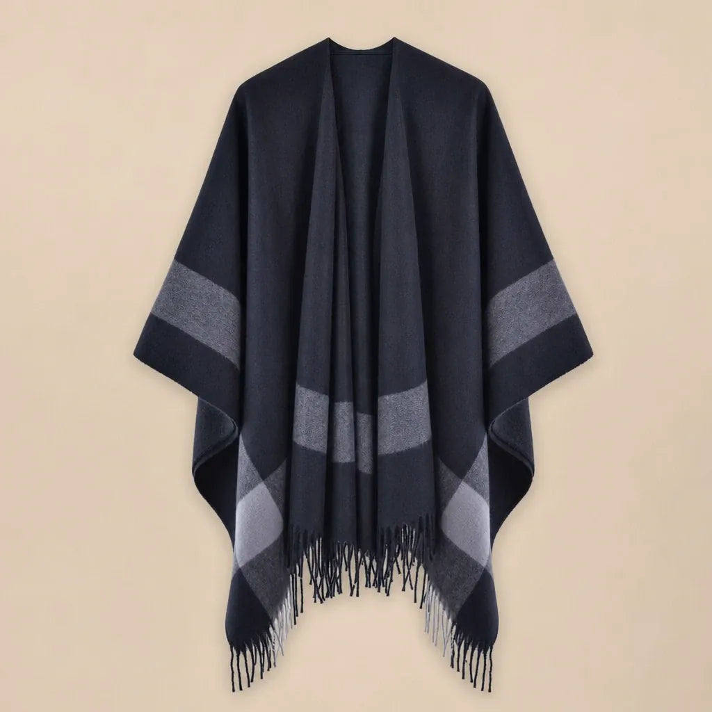 Ton poncho Poncho Double Face En Polyester À Franges