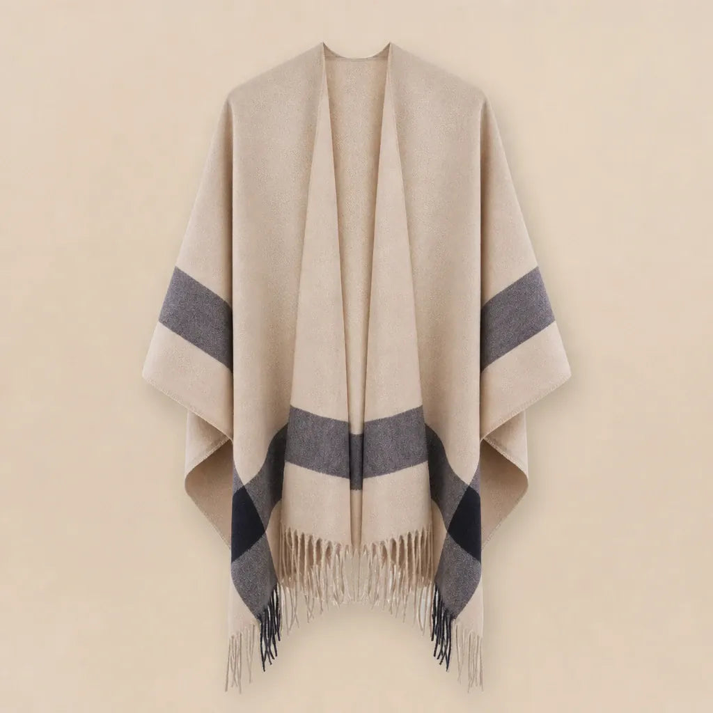 Ton poncho Poncho Double Face En Polyester À Franges