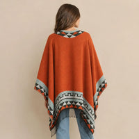 Ton poncho Poncho En Coton Géométrique À Franges
