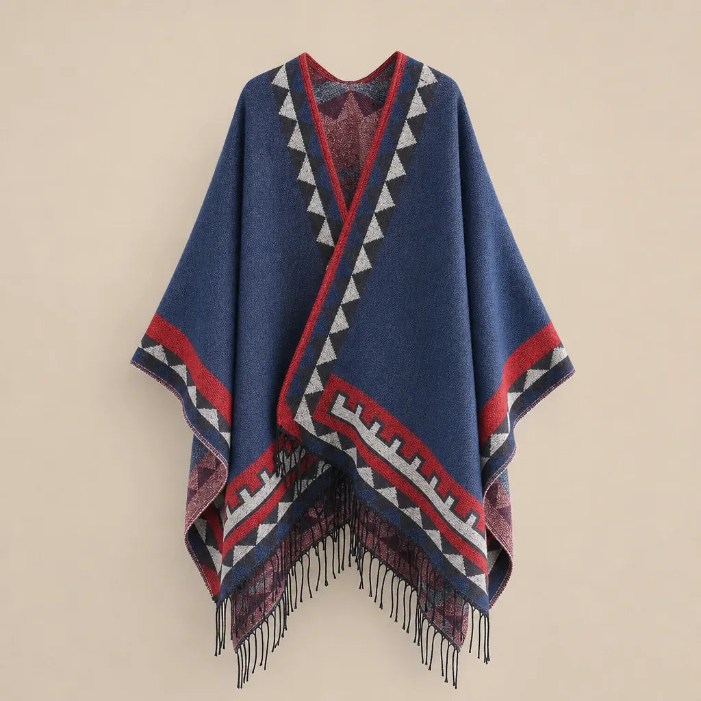 Ton poncho Poncho En Coton Géométrique À Franges
