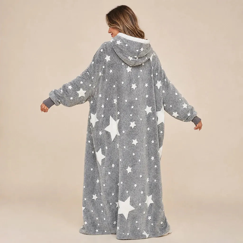 Ton poncho Poncho En Coton Gris À Motif Étoiles