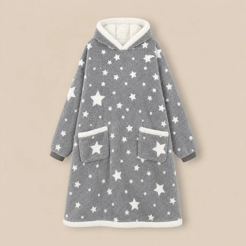 Ton poncho Poncho En Coton Gris À Motif Étoiles