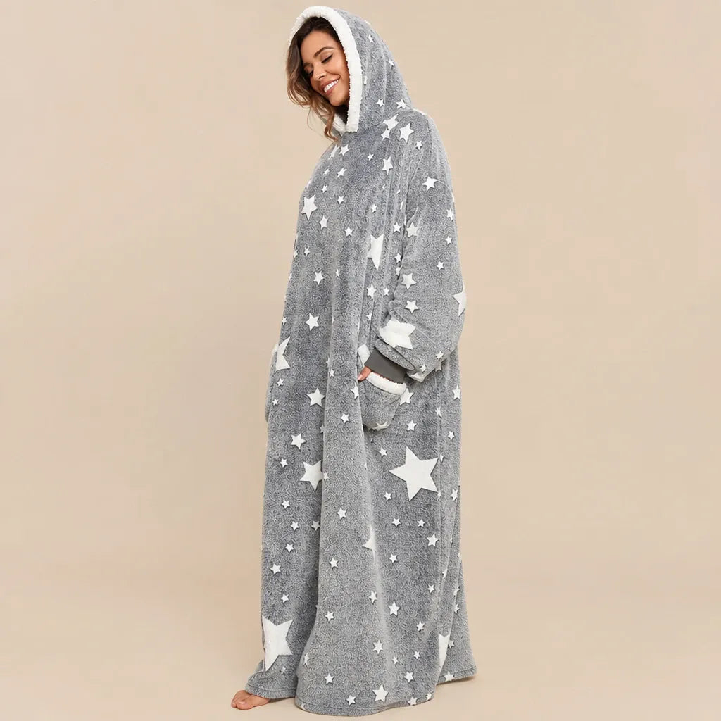 Ton poncho Poncho En Coton Gris À Motif Étoiles
