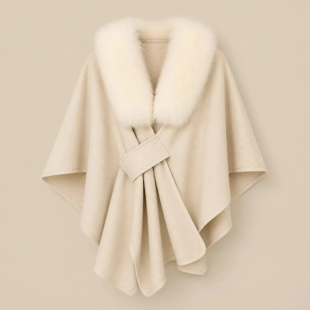 Ton poncho Poncho En Fourrure Véritable Gris