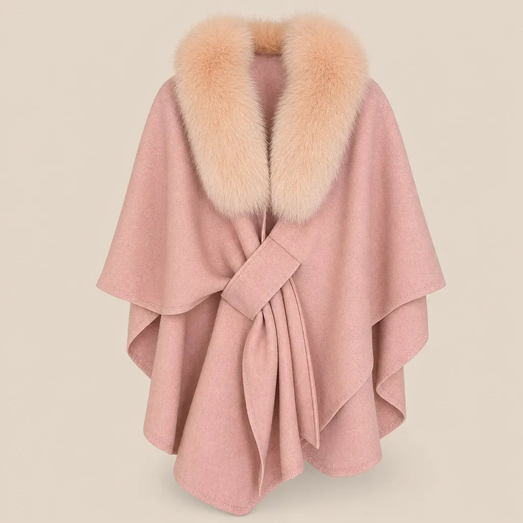 Ton poncho Poncho En Fourrure Véritable Gris