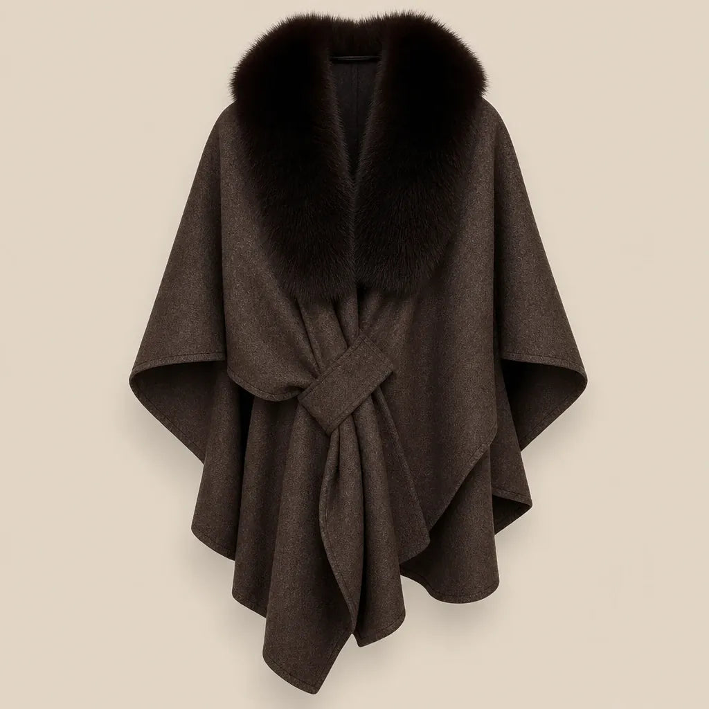 Ton poncho Poncho En Fourrure Véritable Gris