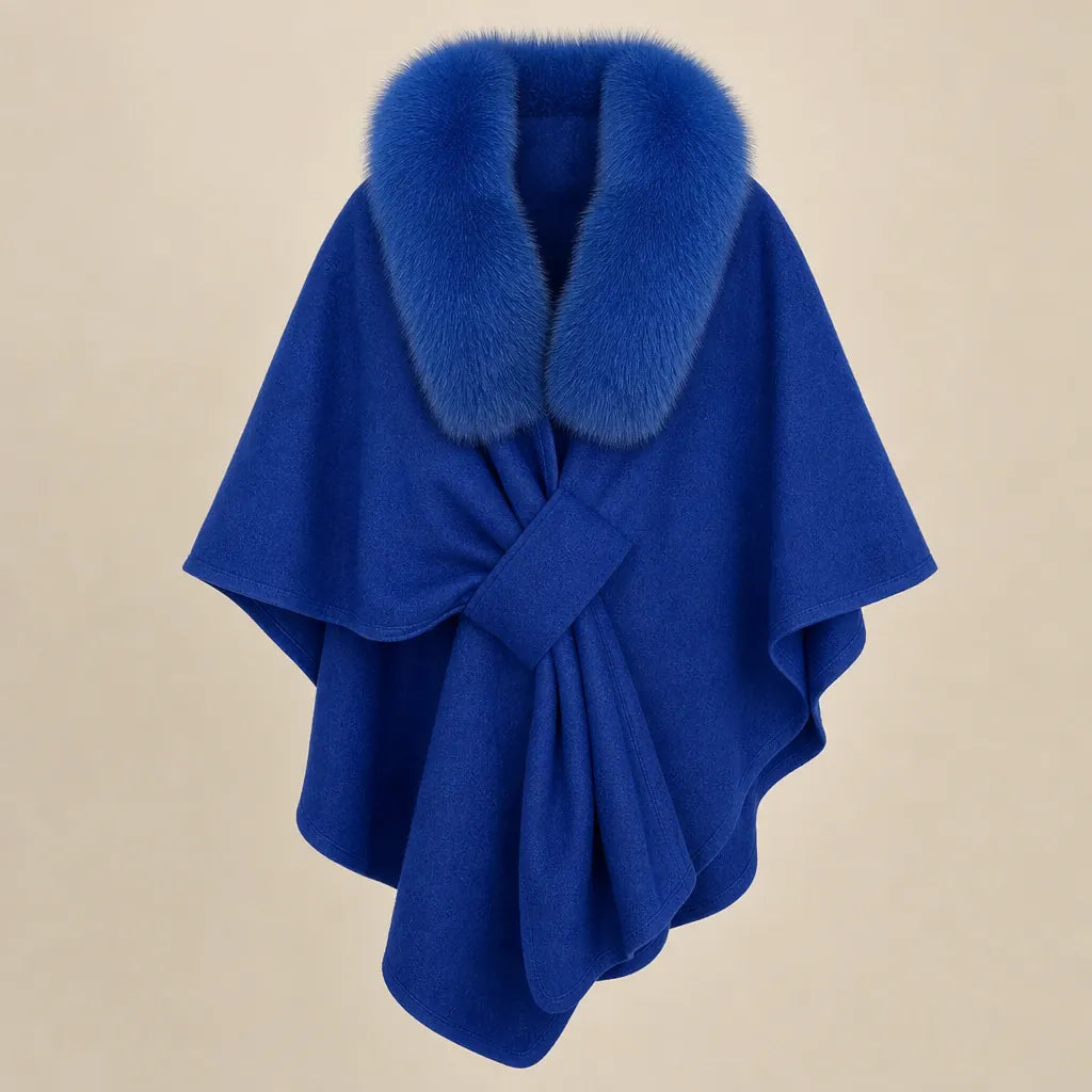 Ton poncho Poncho En Fourrure Véritable Gris