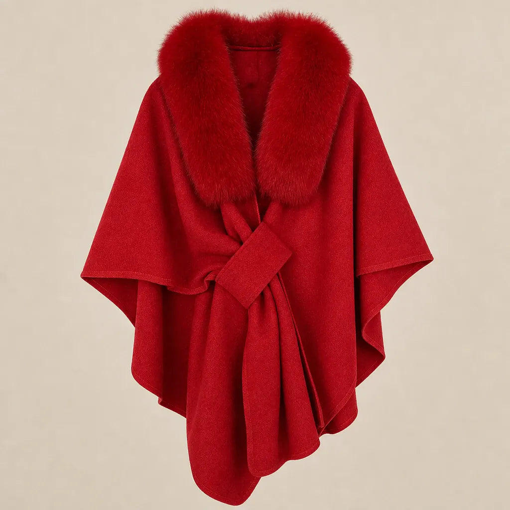 Ton poncho Poncho En Fourrure Véritable Gris