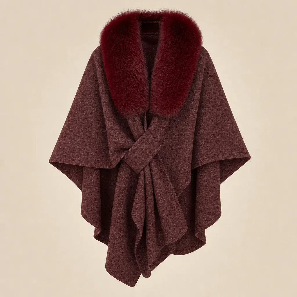 Ton poncho Poncho En Fourrure Véritable Gris