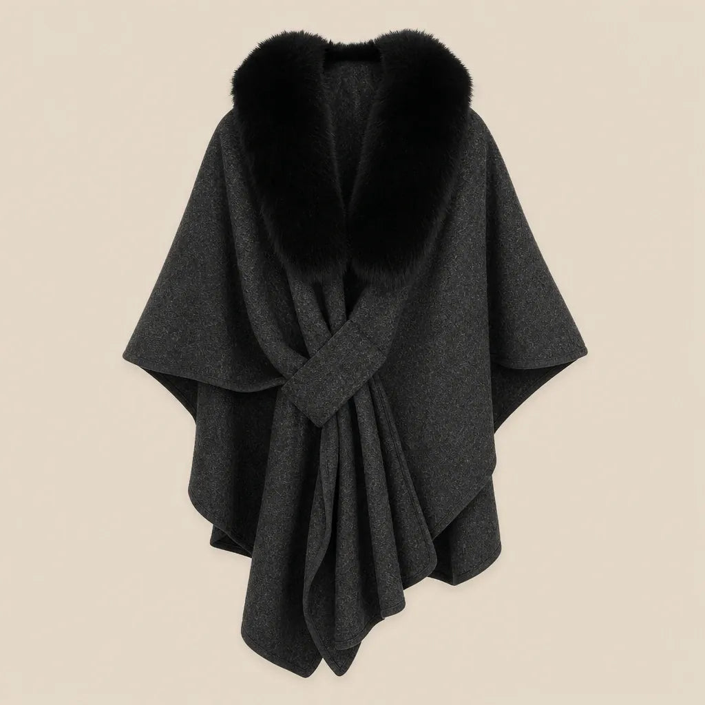 Ton poncho Poncho En Fourrure Véritable Gris