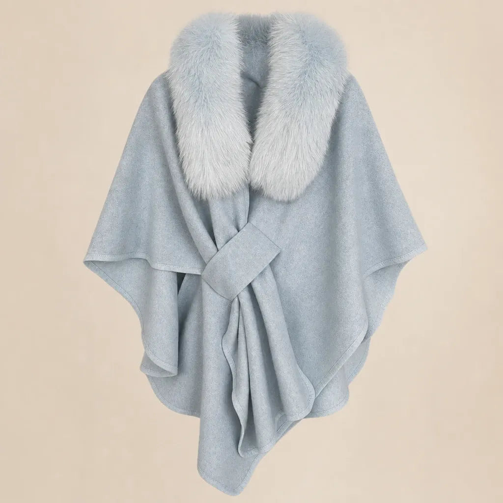 Ton poncho Poncho En Fourrure Véritable Gris