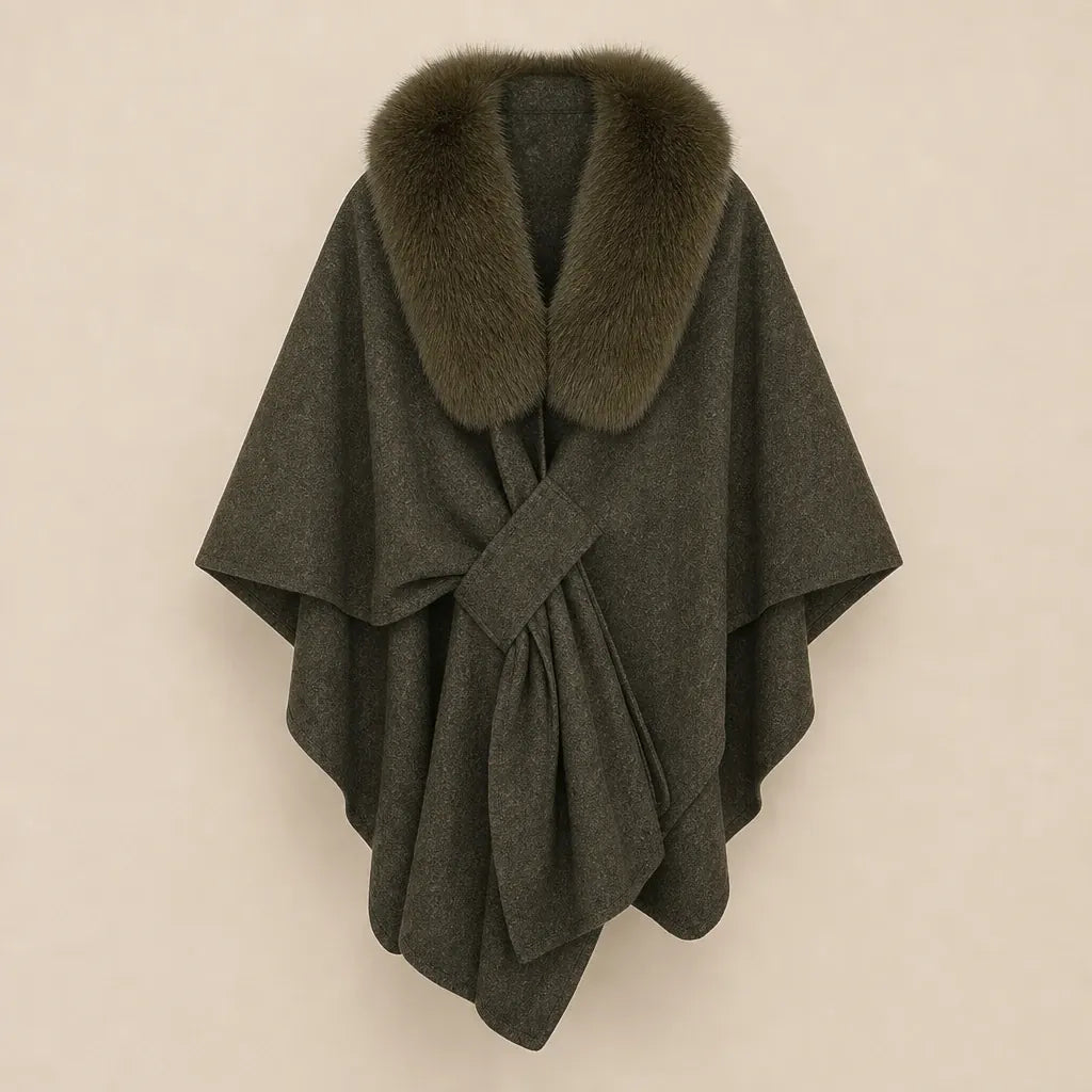 Ton poncho Poncho En Fourrure Véritable Gris