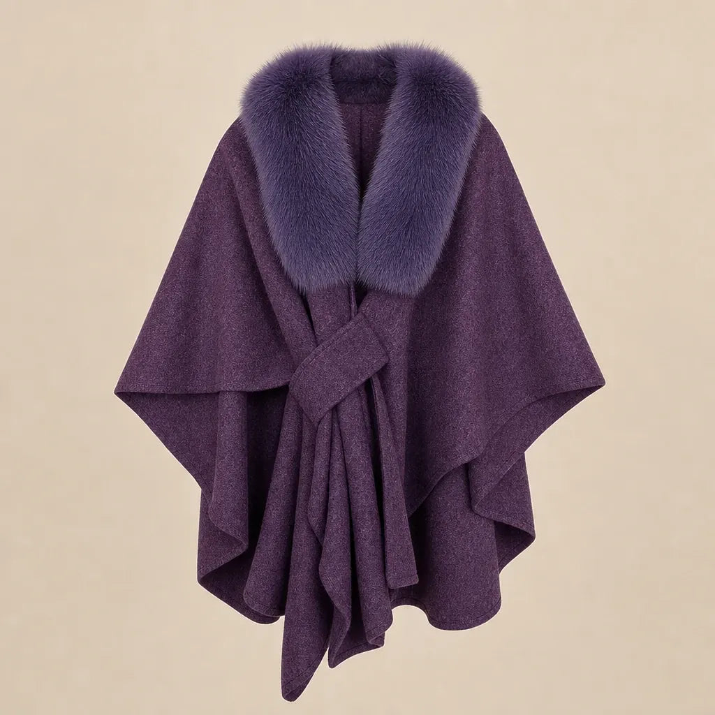 Ton poncho Poncho En Fourrure Véritable Gris