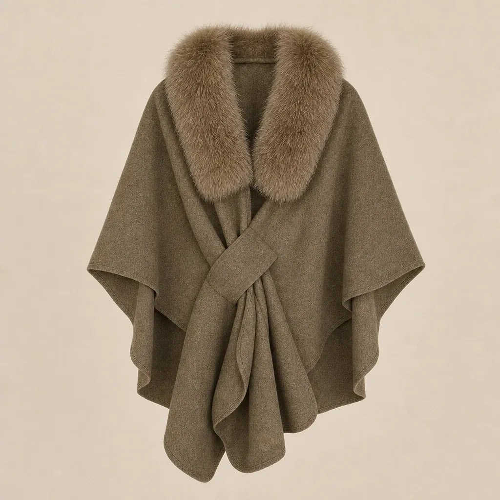 Ton poncho Poncho En Fourrure Véritable Gris