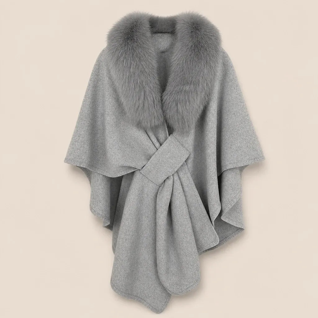 Ton poncho Poncho En Fourrure Véritable Gris