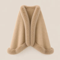 Ton poncho Poncho En Laine Double Face Bordure Fourrure De Renard