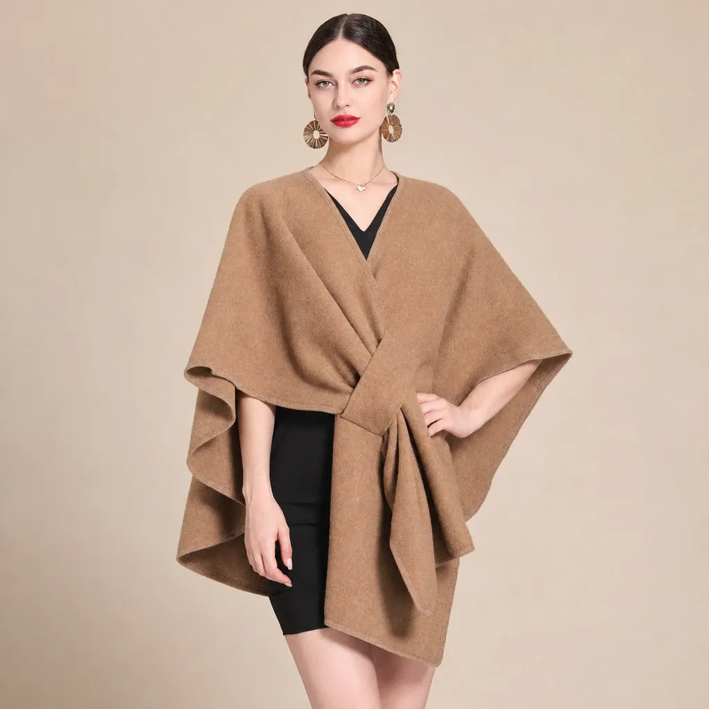 Ton poncho Poncho En Laine Femme Camel