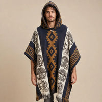 Ton poncho Poncho En Maille À Capuche Motif Ethnique