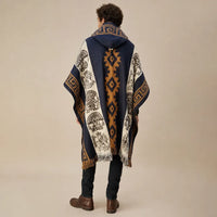 Ton poncho Poncho En Maille À Capuche Motif Ethnique