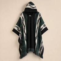 Ton poncho Poncho En Maille À Capuche Motif Ethnique